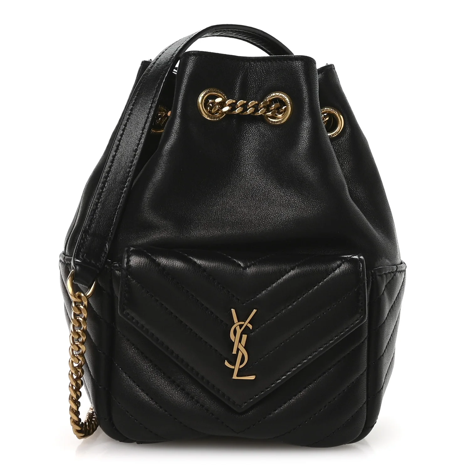 Lambskin Matelasse Monogram Joe Nano Bucket Bag Black - Image 2