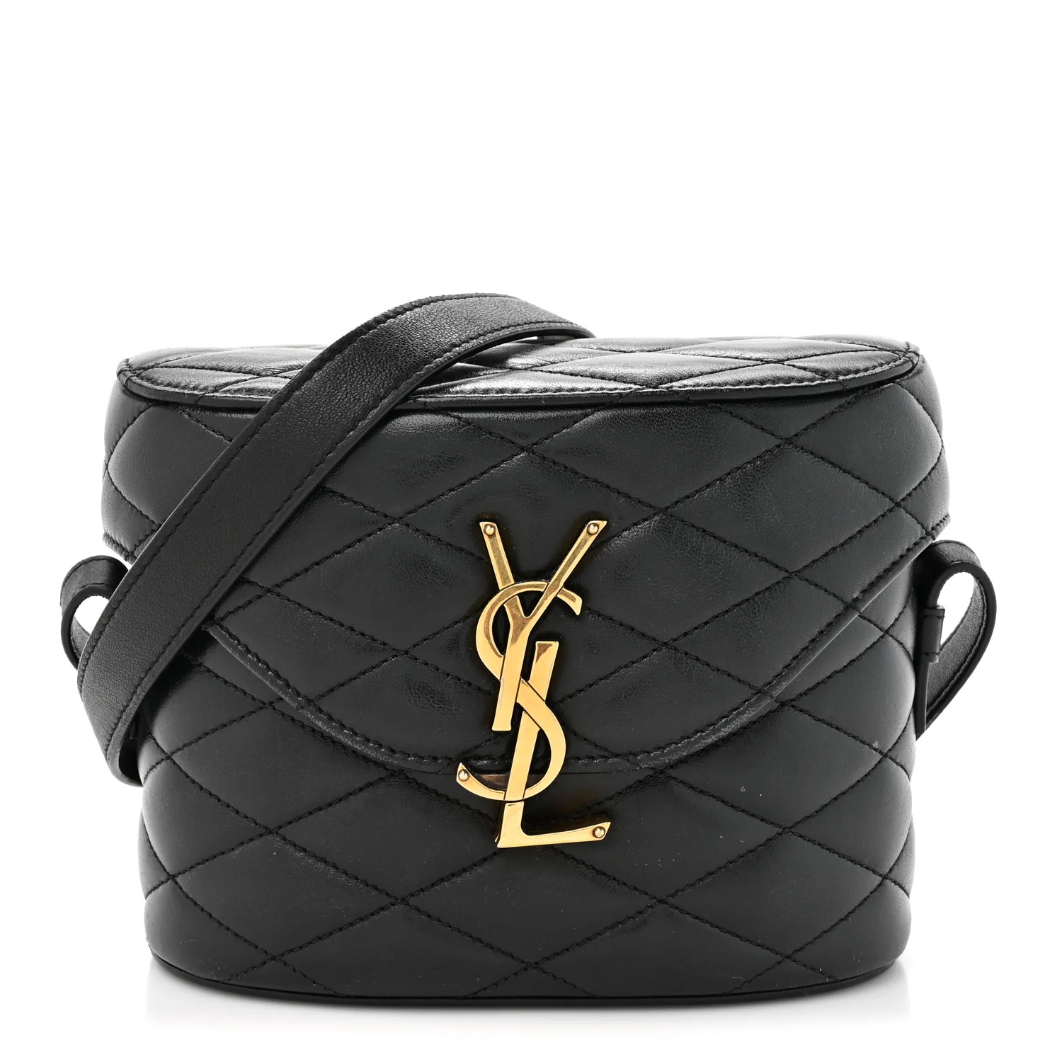 Lambskin Matelasse Monogram June Box Bag Black