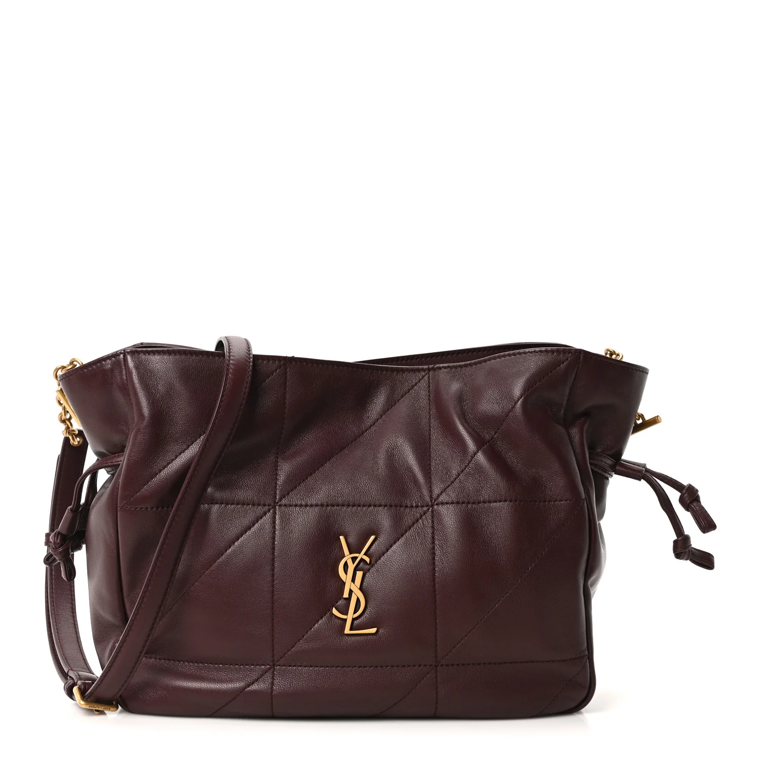 Lambskin Matelasse Monogram Medium Jamie Shoulder Pouch Bag Rouge Cabernet