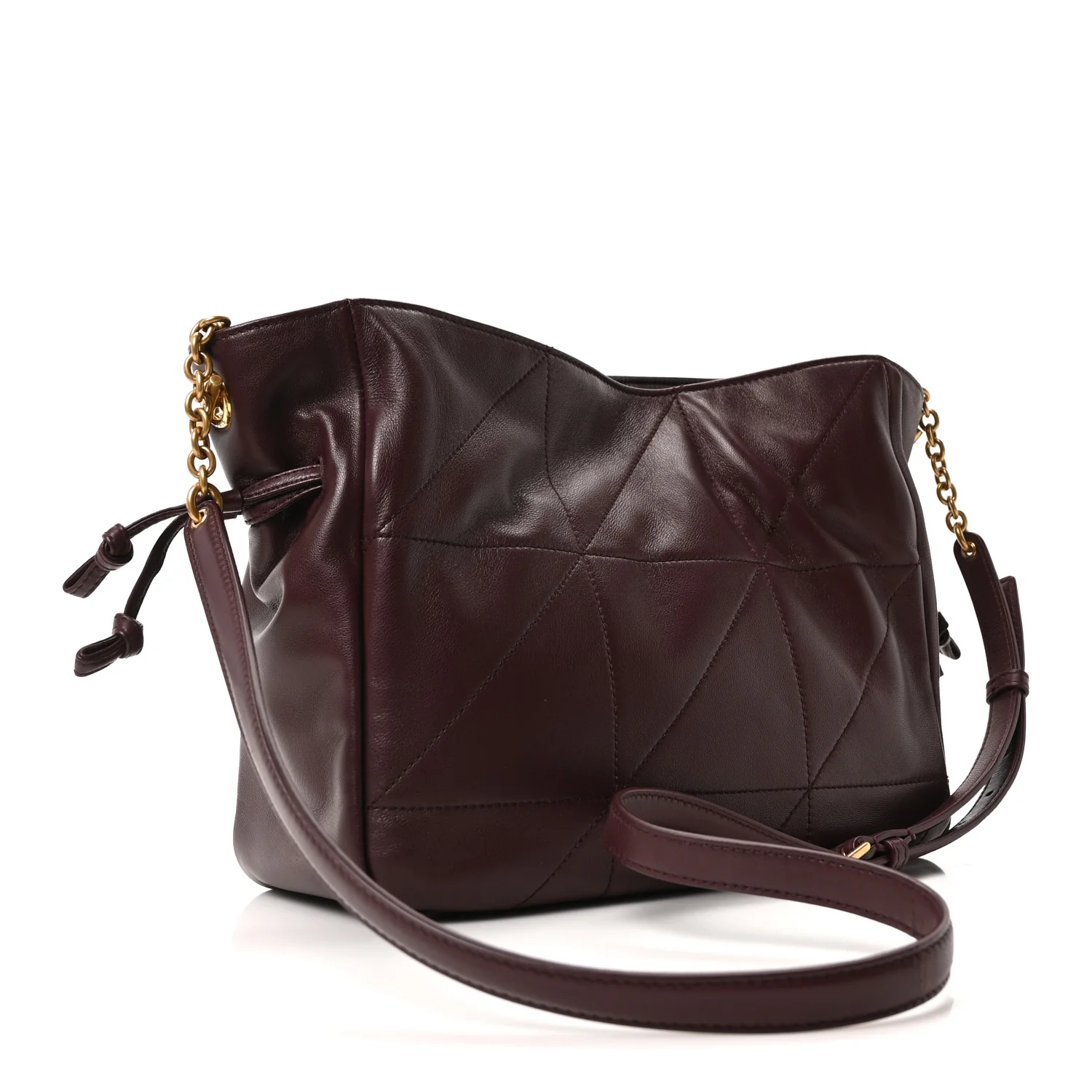 Lambskin Matelasse Monogram Medium Jamie Shoulder Pouch Bag Rouge Cabernet - Image 3