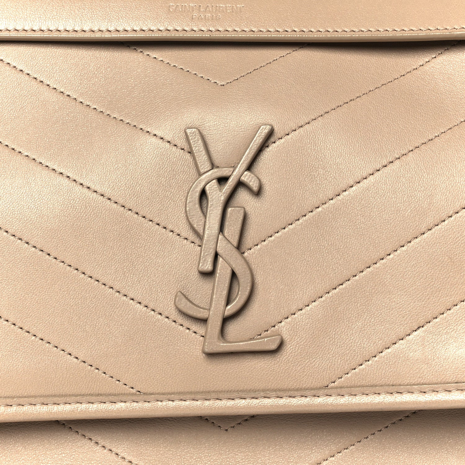 Lambskin Matelasse Monogram Medium Niki Chain Satchel Dark Beige - Image 9
