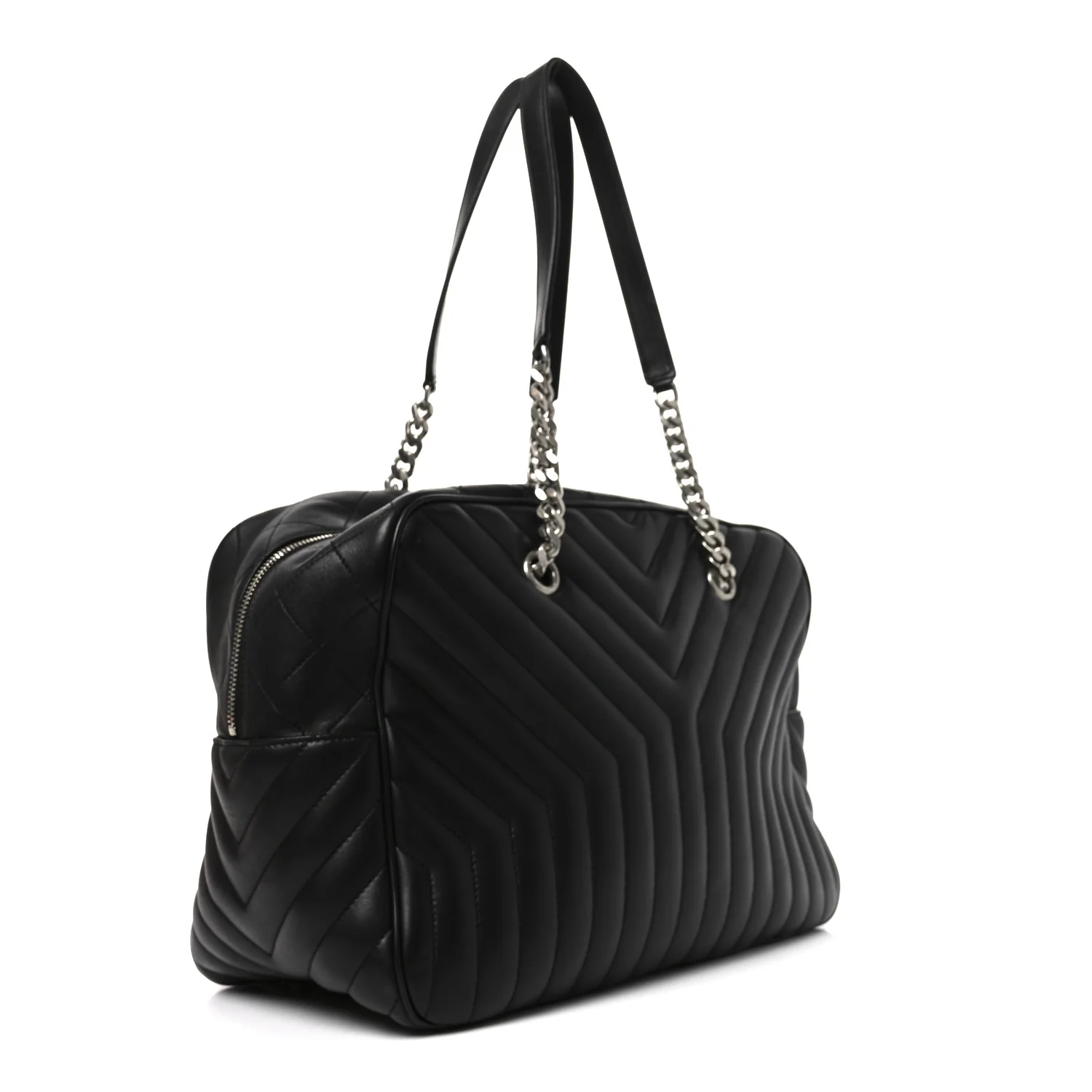 Lambskin Mixed Matelasse Joan Bowling Bag Black - Image 3