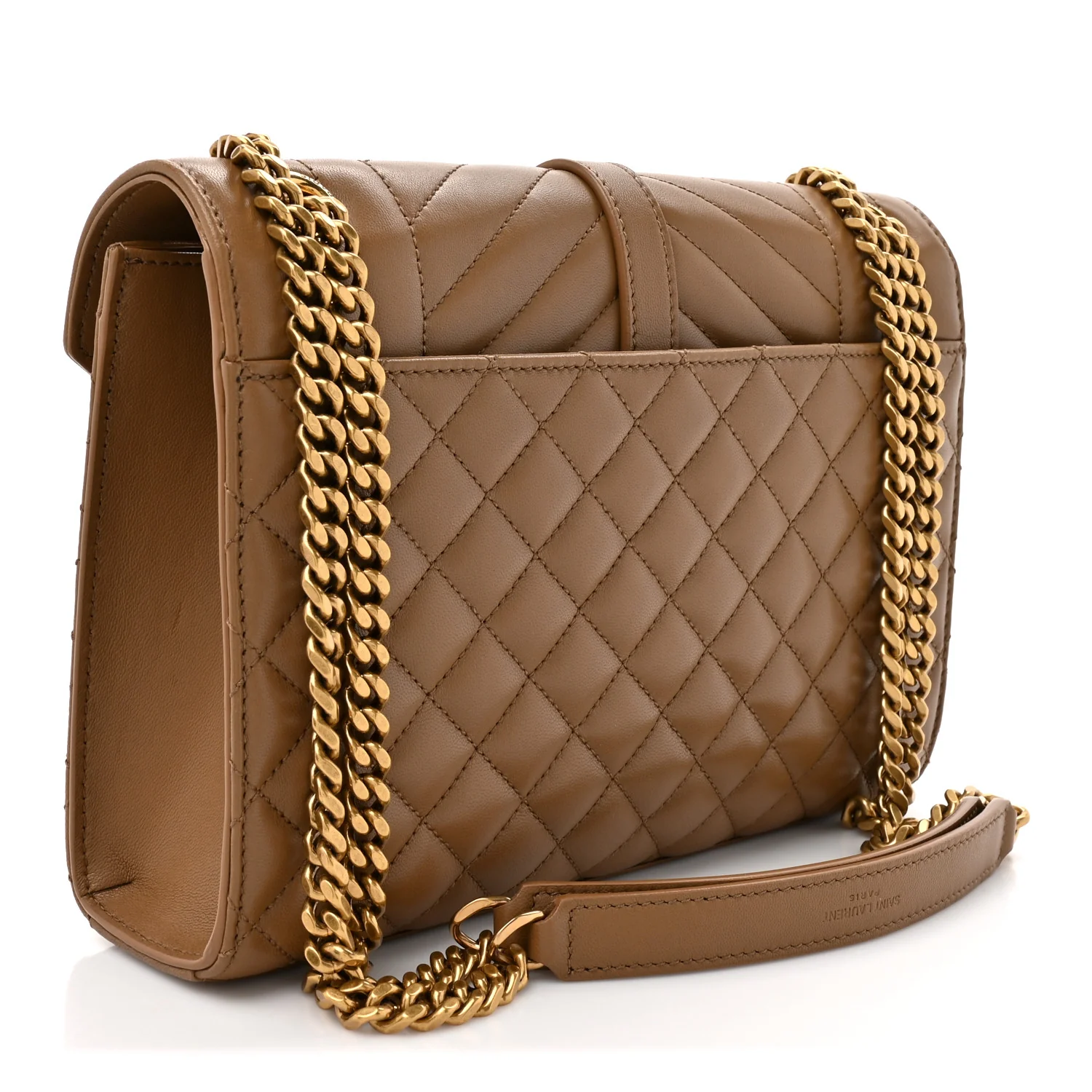 Lambskin Mixed Matelasse Triquilt Medium Monogram Satchel Dark Cork - Image 3