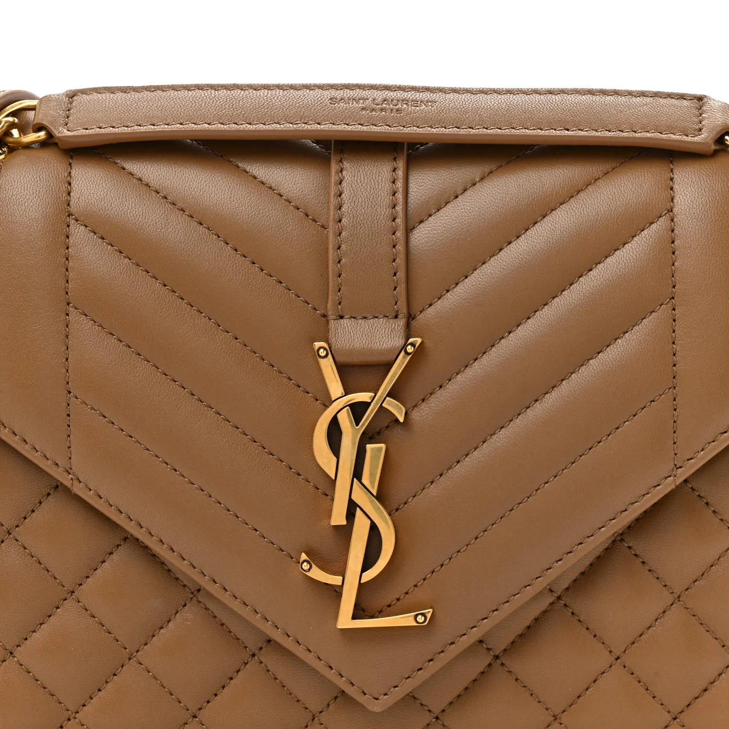 Lambskin Mixed Matelasse Triquilt Medium Monogram Satchel Dark Cork - Image 8
