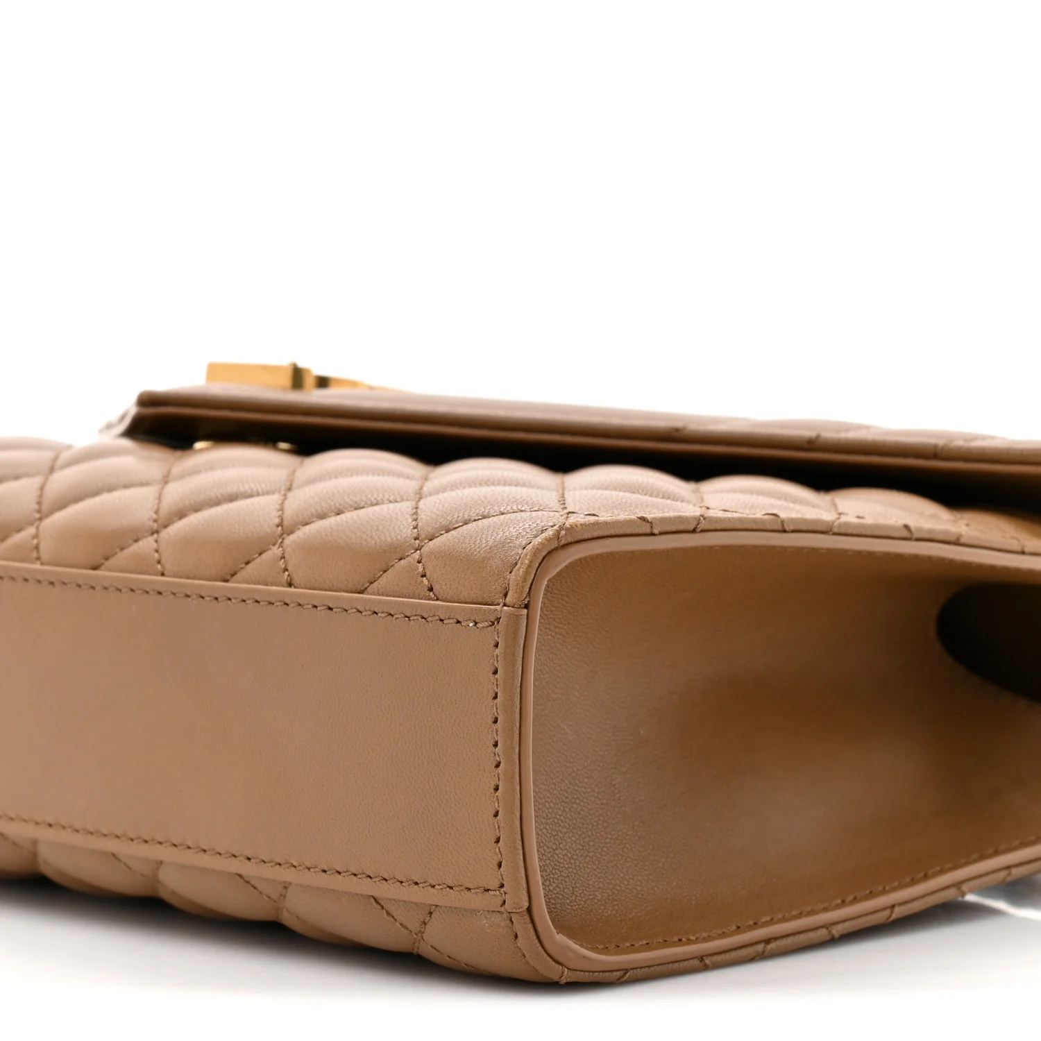 Lambskin Mixed Matelasse Triquilt Medium Monogram Satchel Dark Cork - Image 9