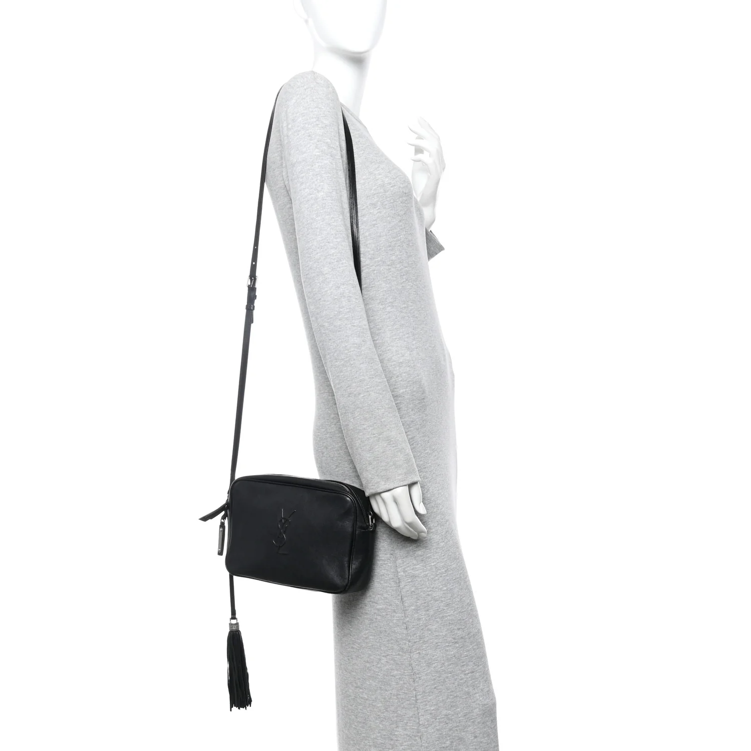 Lambskin Monogram Embossed Small Lou Camera Bag Black - Image 2