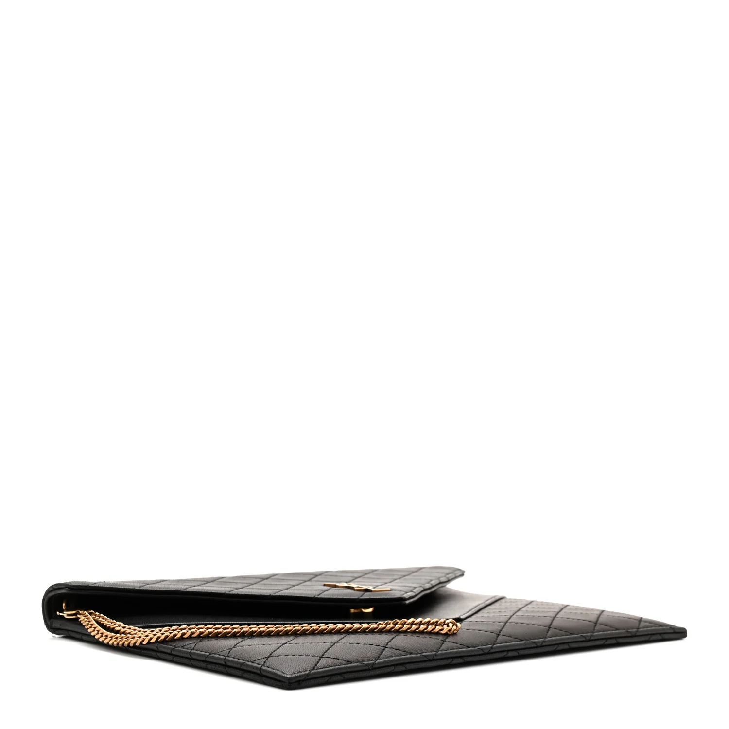 Lambskin Quilted Double Flap Chain Pouch Black - Image 4