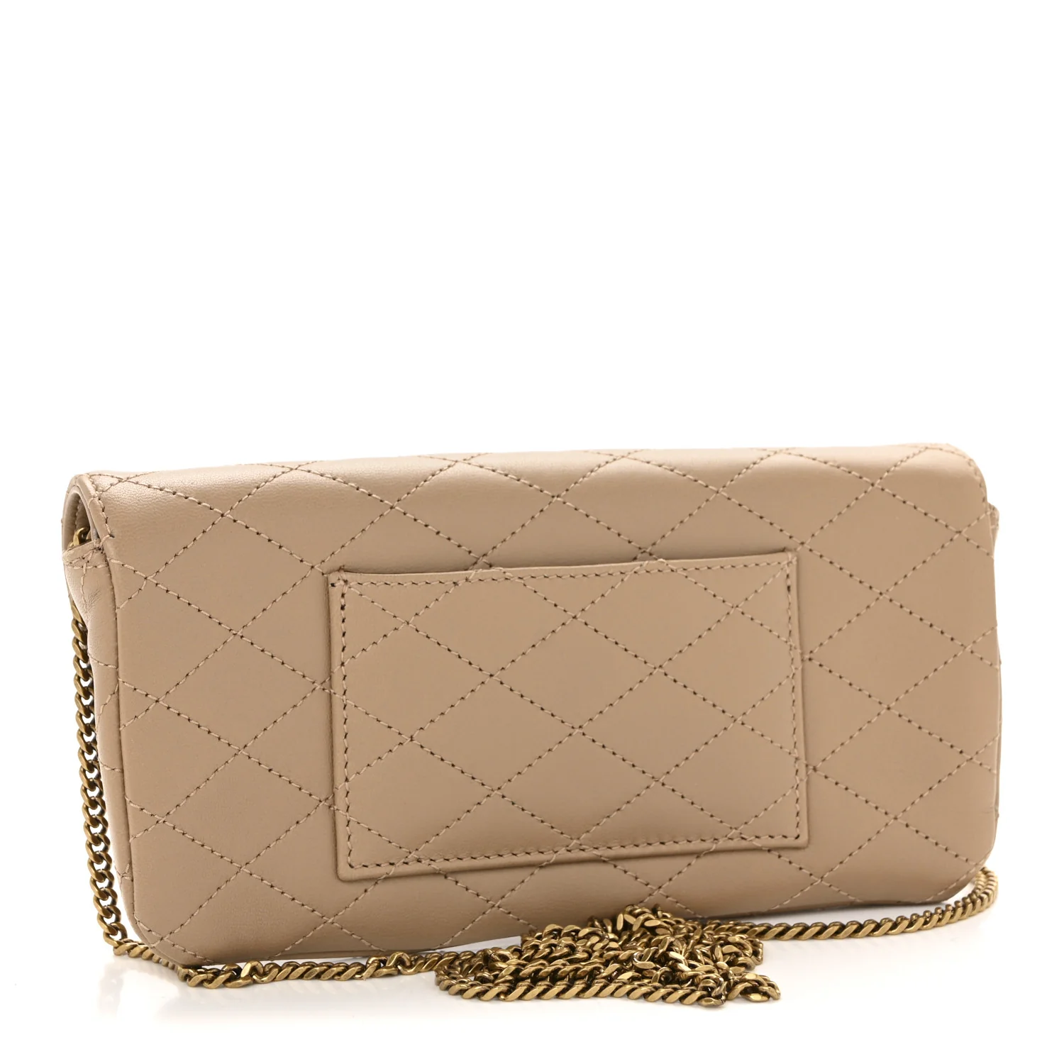 Lambskin Quilted Gaby Phone Holder Crossbody Dark Toffee - Image 3