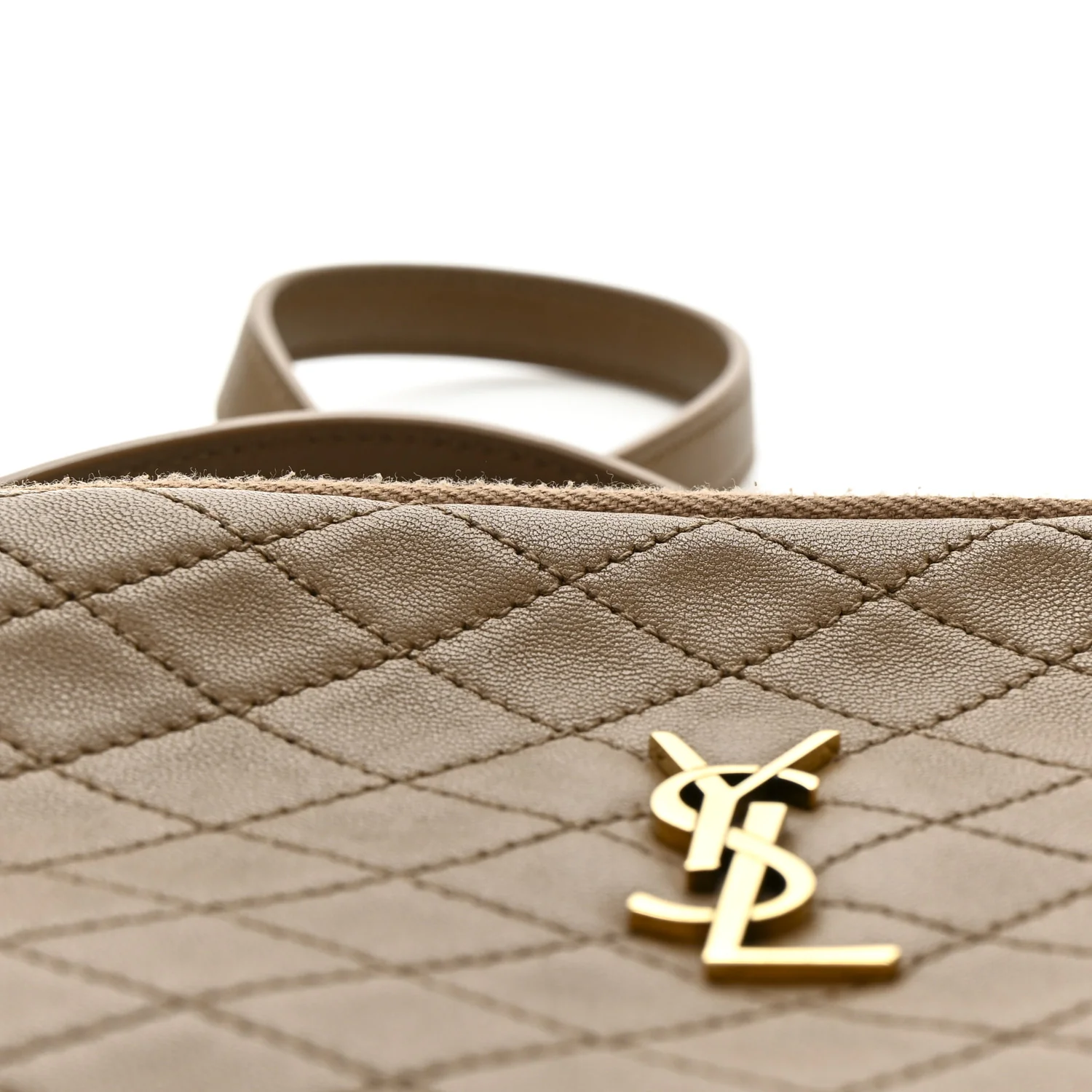 Lambskin Quilted Gaby Zipped Pouch Dark Cork - Image 11