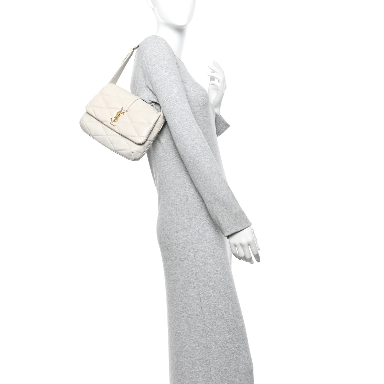 Lambskin Quilted Le 57 Diamond Shoulder Bag Crema Soft - Image 2