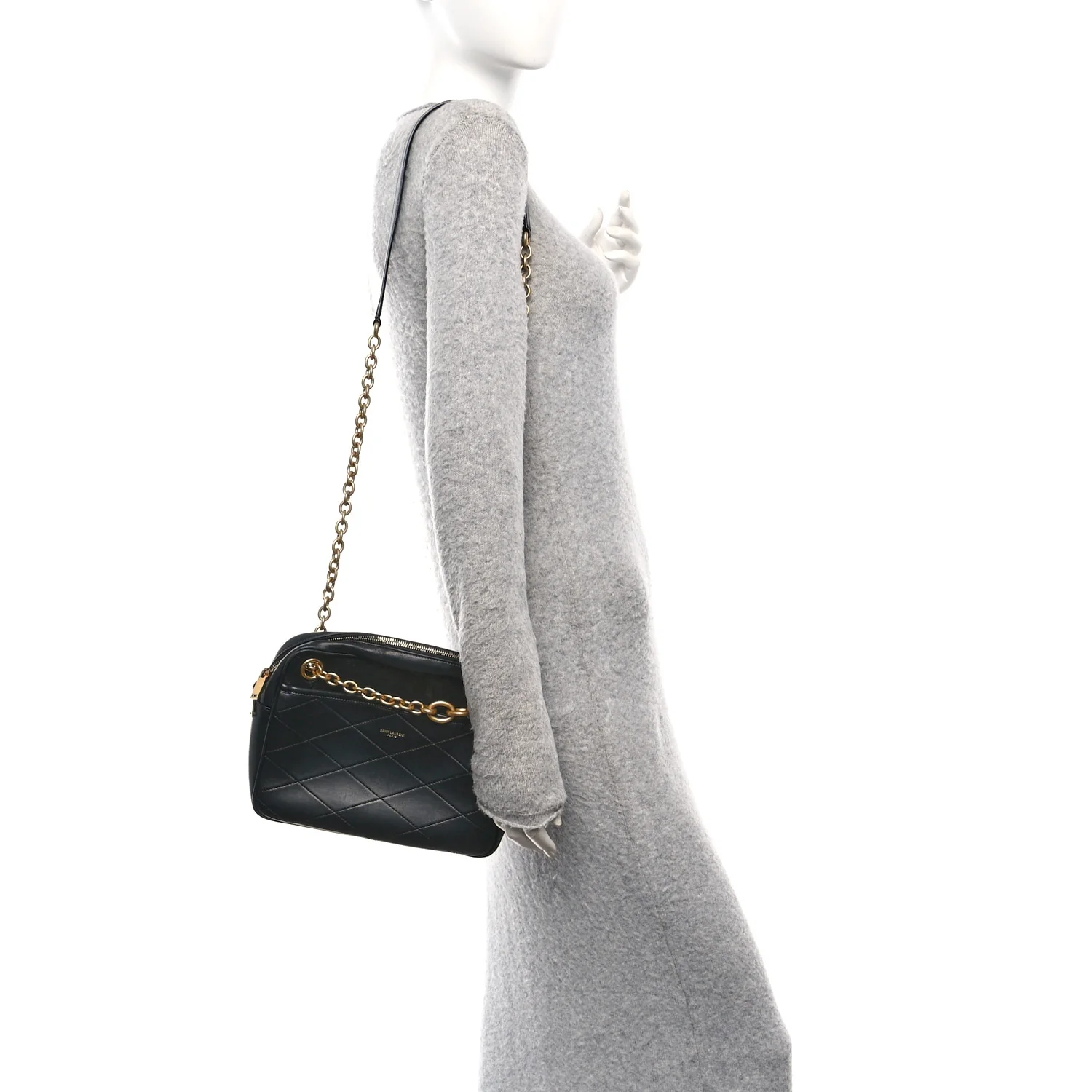 Lambskin Quilted Le Maillon Chain Strap Crossbody Black - Image 2