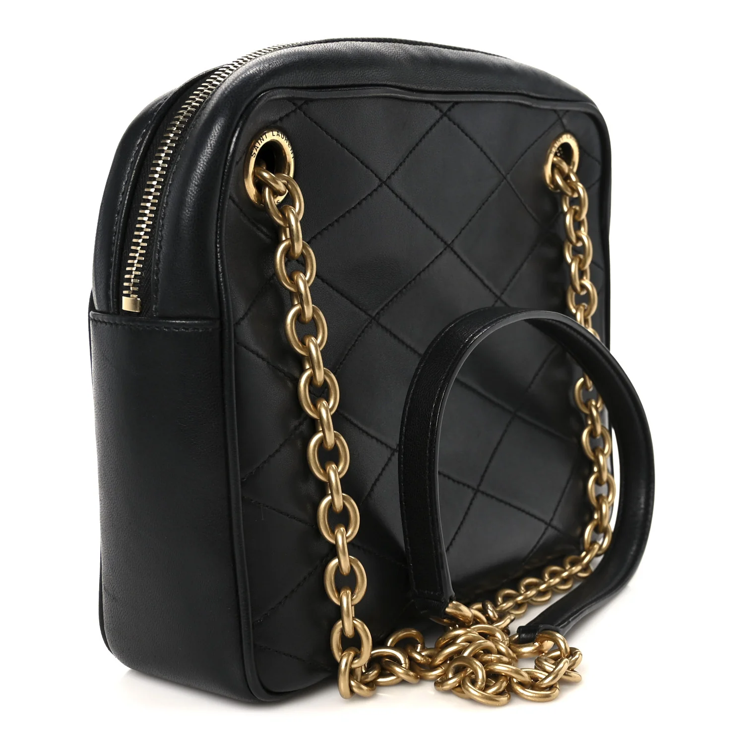 Lambskin Quilted Le Maillon Chain Strap Crossbody Black - Image 3
