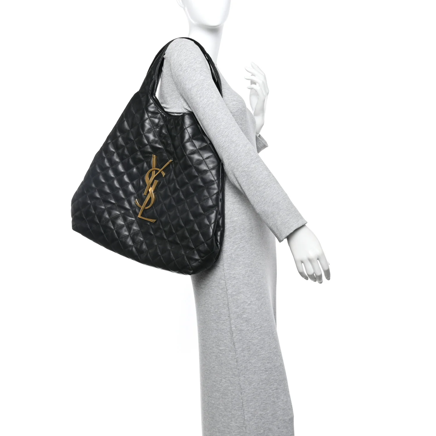 Lambskin Quilted Maxi Icare Shopping Tote Black - Image 2