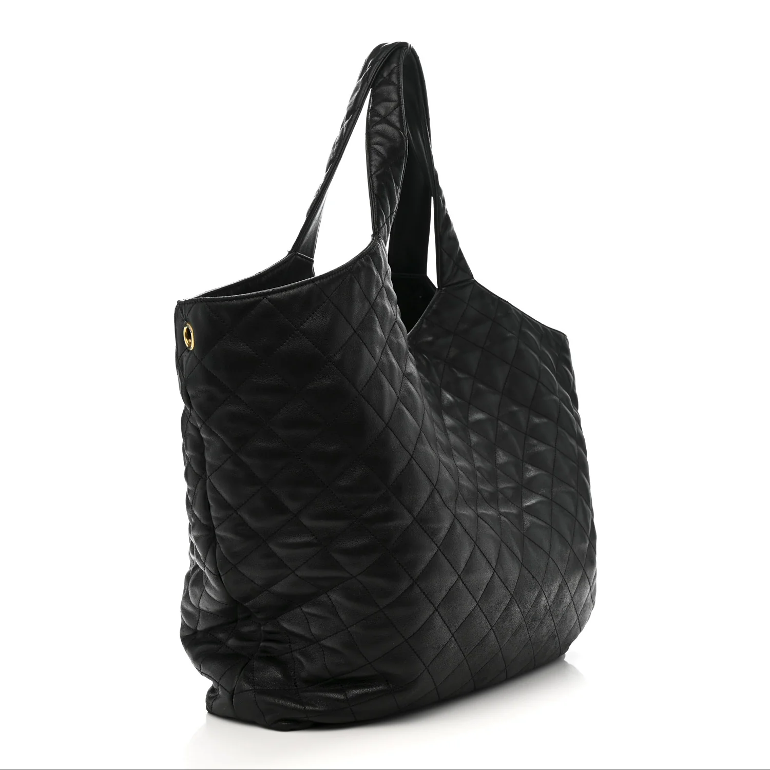 Lambskin Quilted Maxi Icare Shopping Tote Black - Image 4