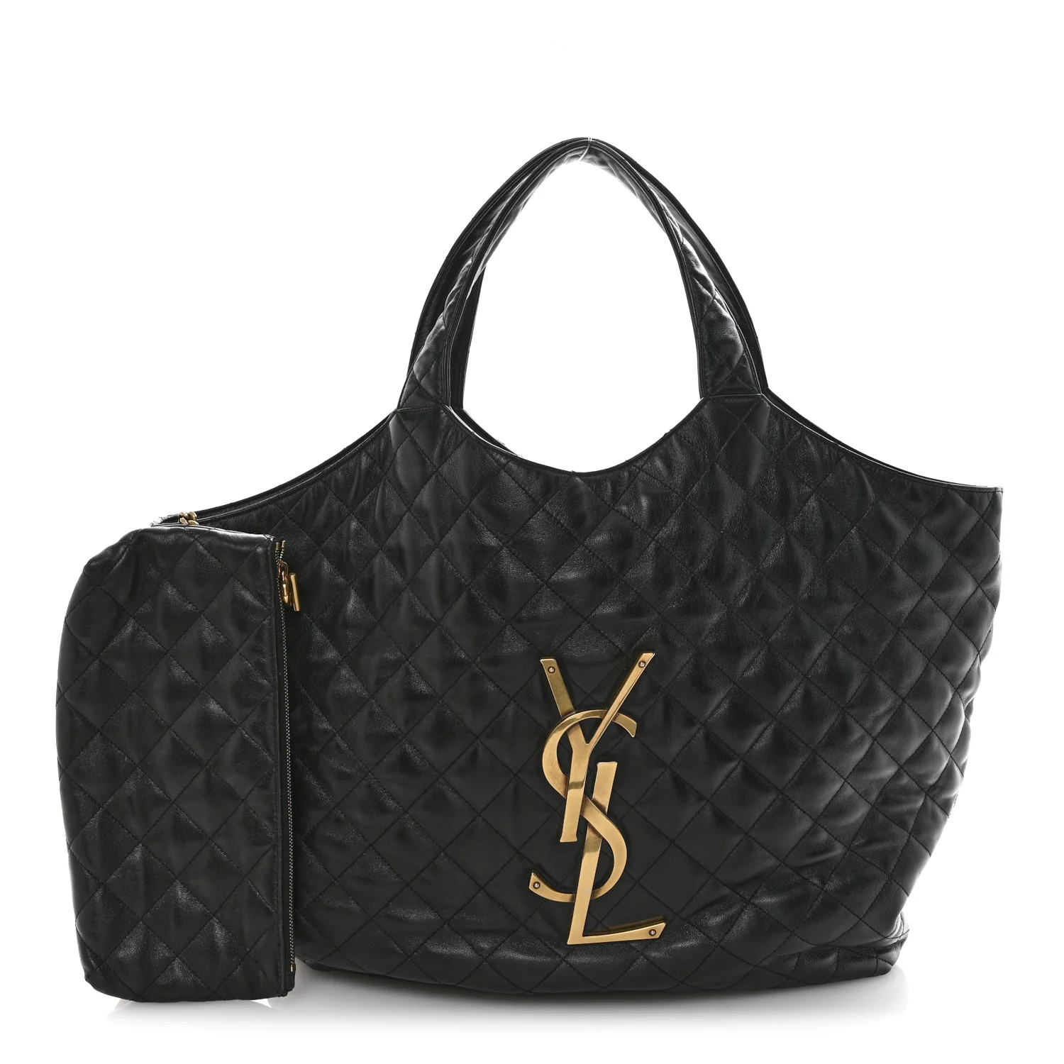 Lambskin Quilted Maxi Icare Shopping Tote Black - Image 3
