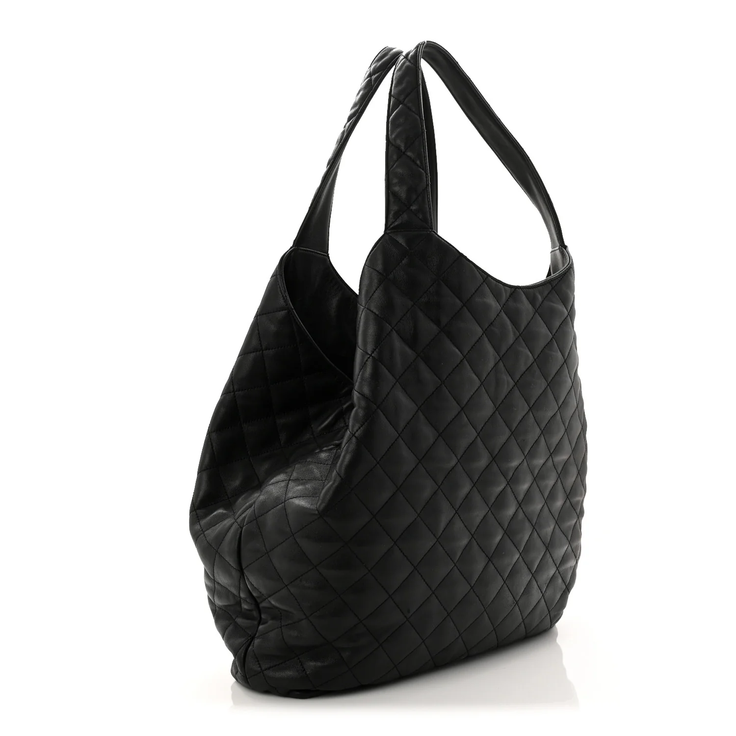 Lambskin Quilted Maxi Icare Shopping Tote Black - Image 3