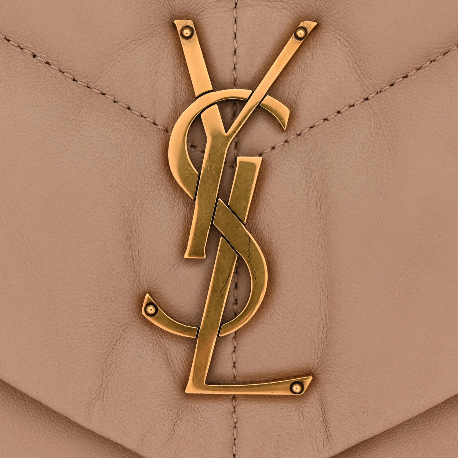 Lambskin Quilted Medium Loulou Puffer Monogram Chain Satchel Dark Beige - Image 12