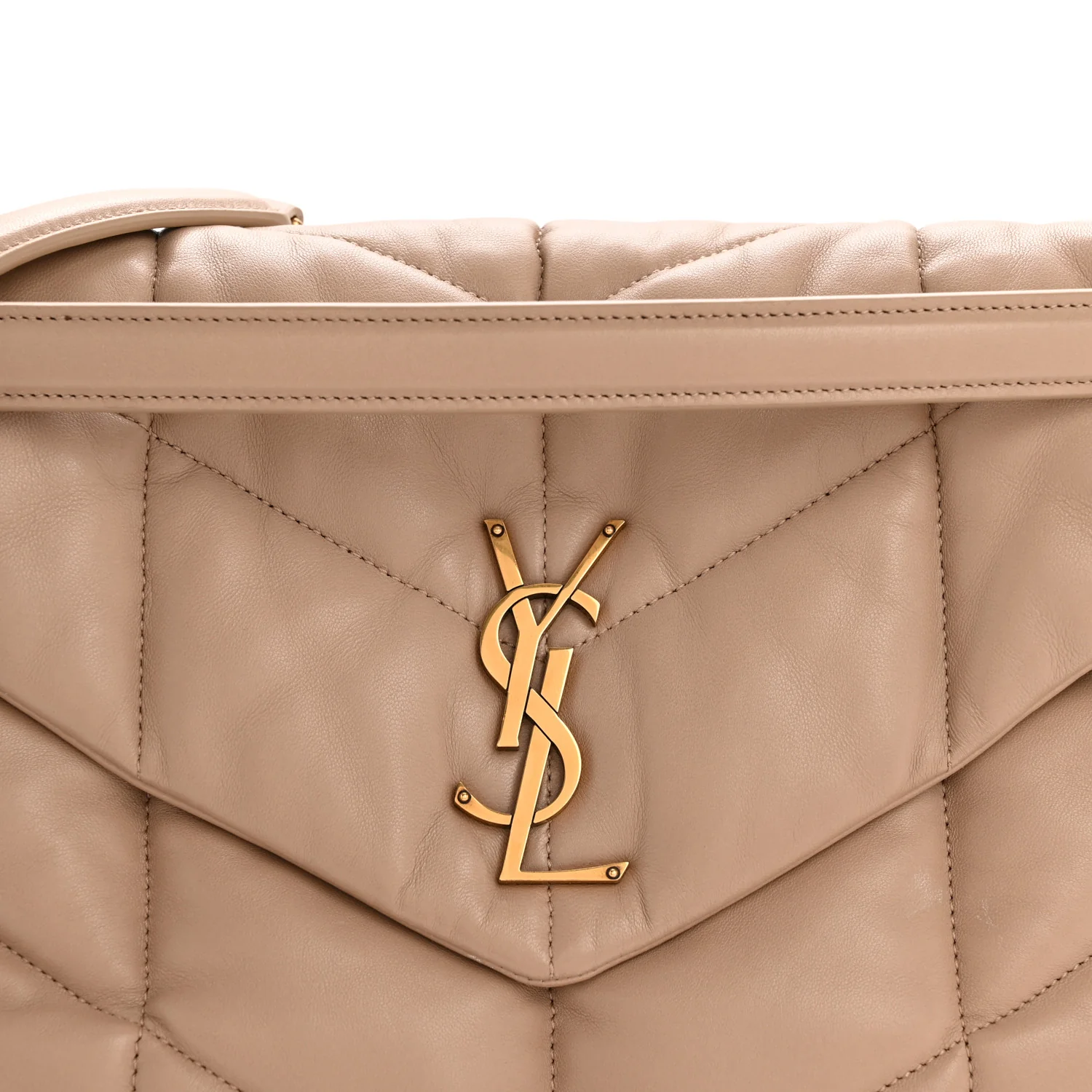 Lambskin Quilted Medium Loulou Puffer Monogram Chain Satchel Dark Beige - Image 8