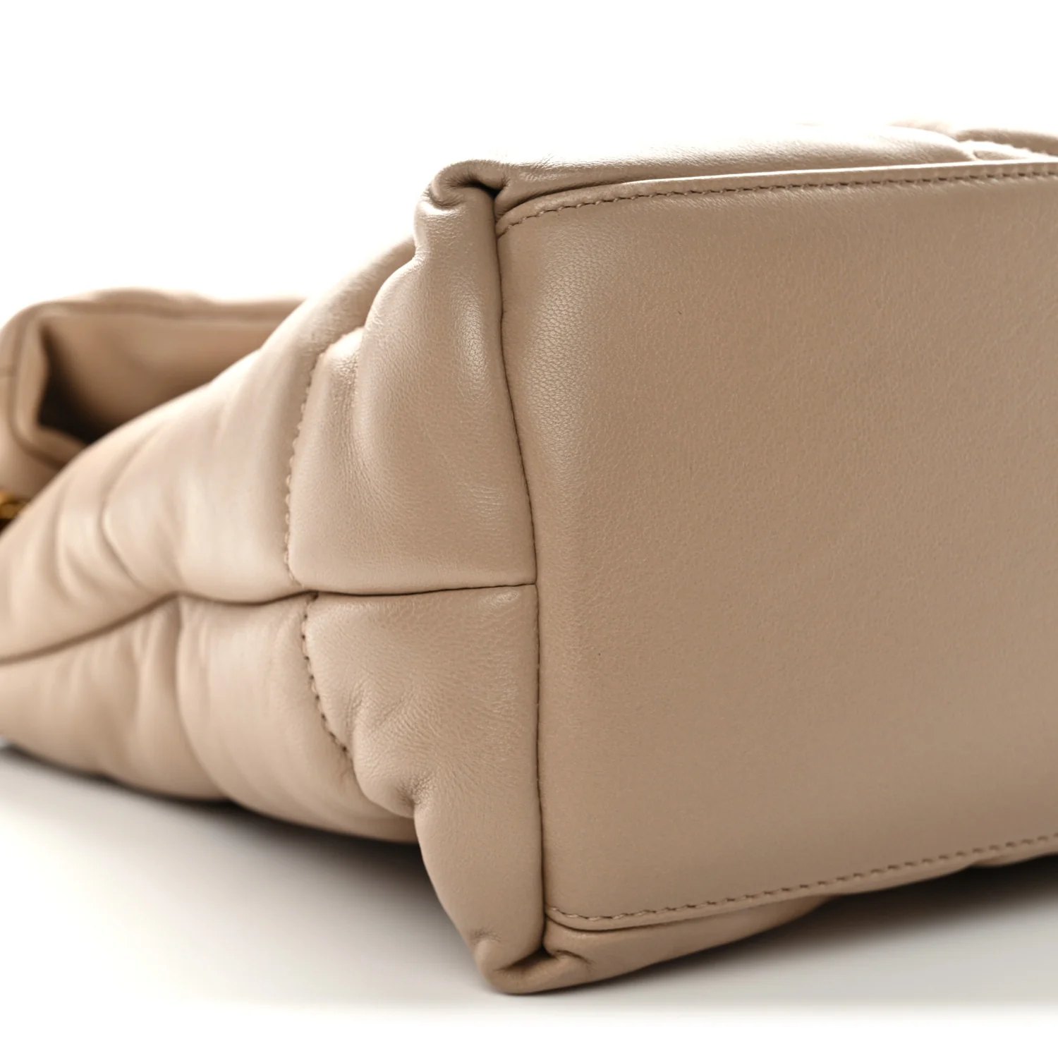 Lambskin Quilted Medium Loulou Puffer Monogram Chain Satchel Dark Beige - Image 9