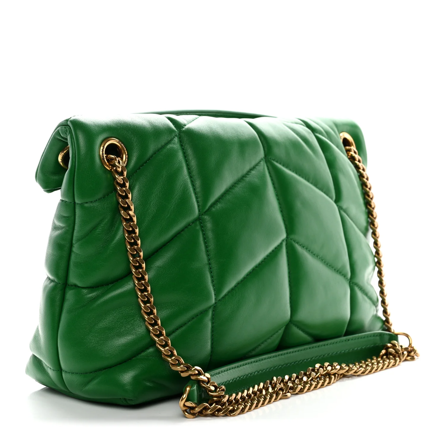 Lambskin Quilted Medium Loulou Puffer Monogram Chain Satchel New Vert Praire - Image 3