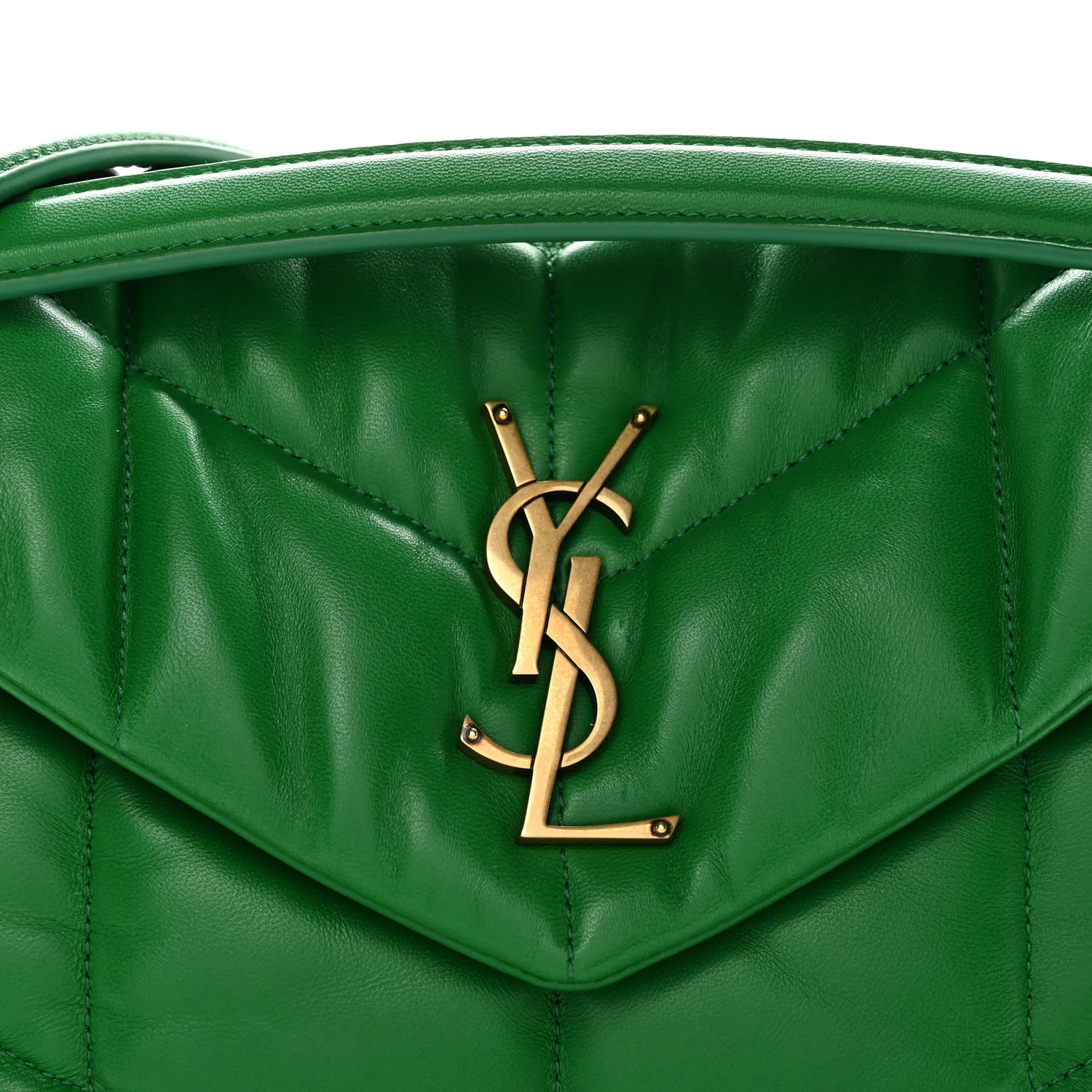 Lambskin Quilted Medium Loulou Puffer Monogram Chain Satchel New Vert Praire - Image 8