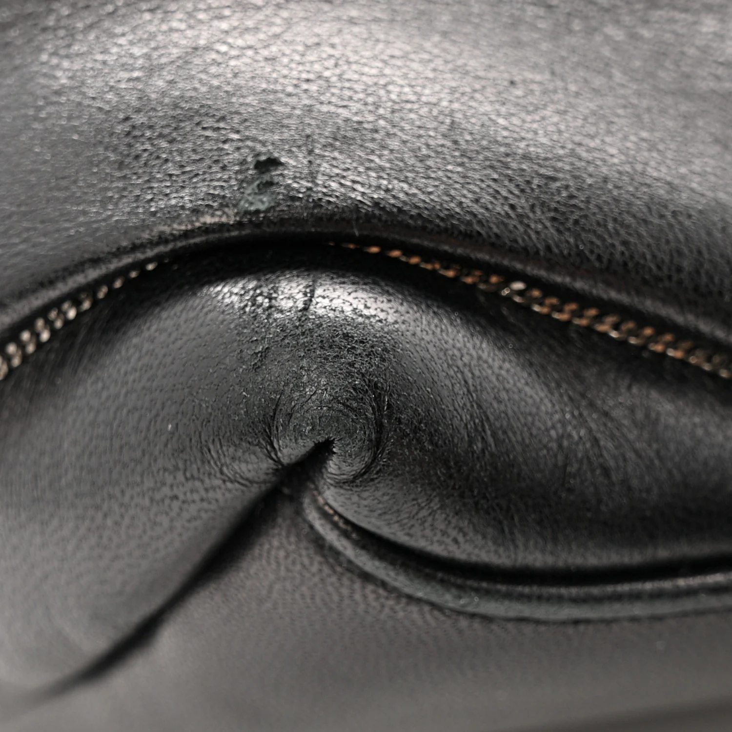 Lambskin Quilted Metal Small Loulou Puffer Monogram Chain Satchel Black - Image 11