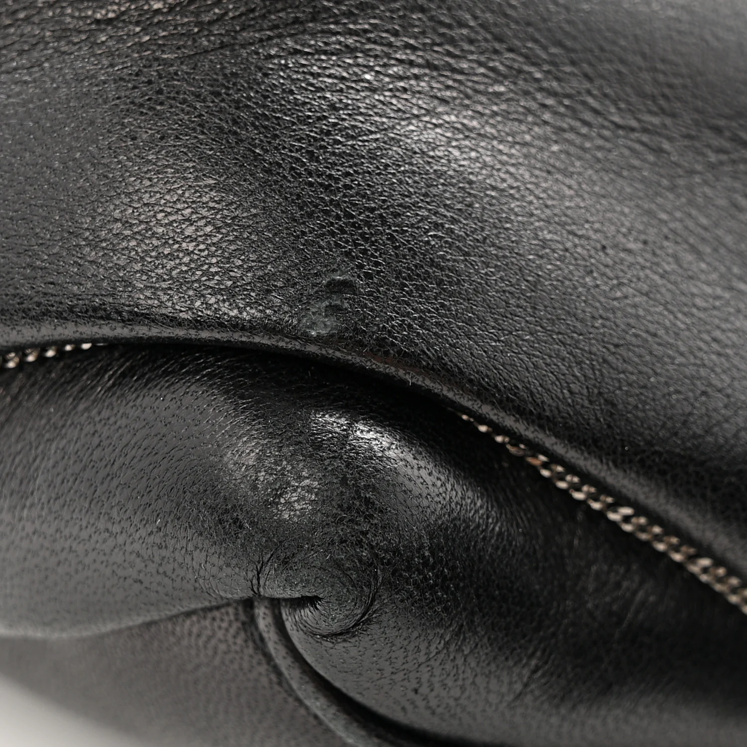 Lambskin Quilted Metal Small Loulou Puffer Monogram Chain Satchel Black - Image 12