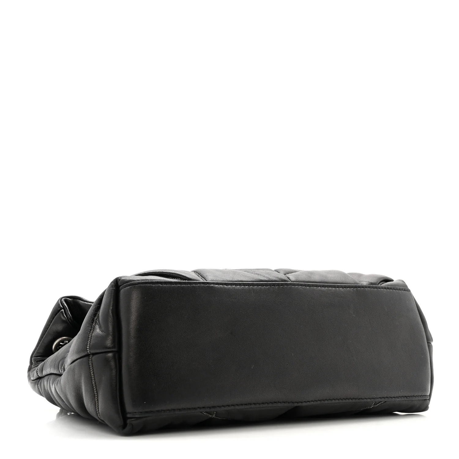 Lambskin Quilted Metal Small Loulou Puffer Monogram Chain Satchel Black - Image 4