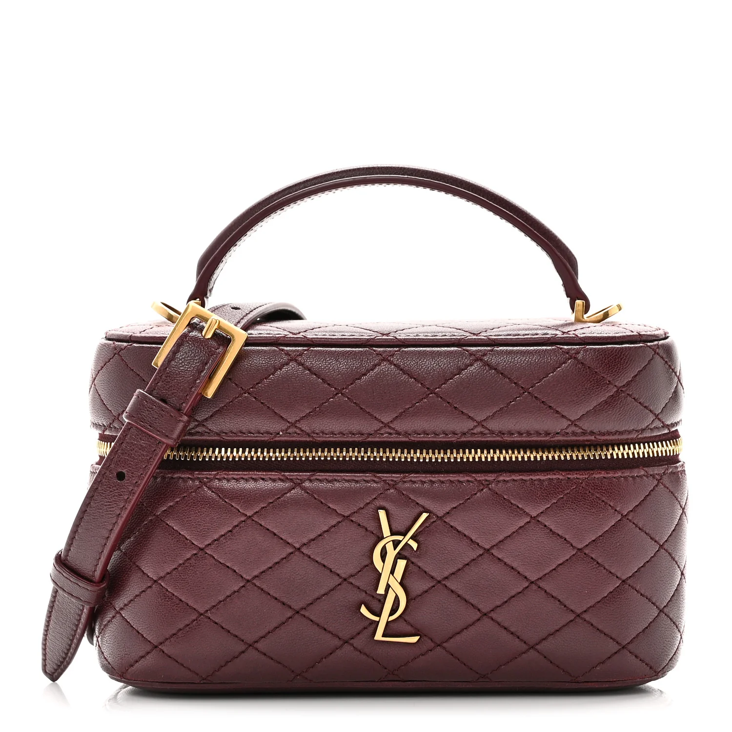 Lambskin Quilted Mini Gaby Vanity Case Rouge Cabernet