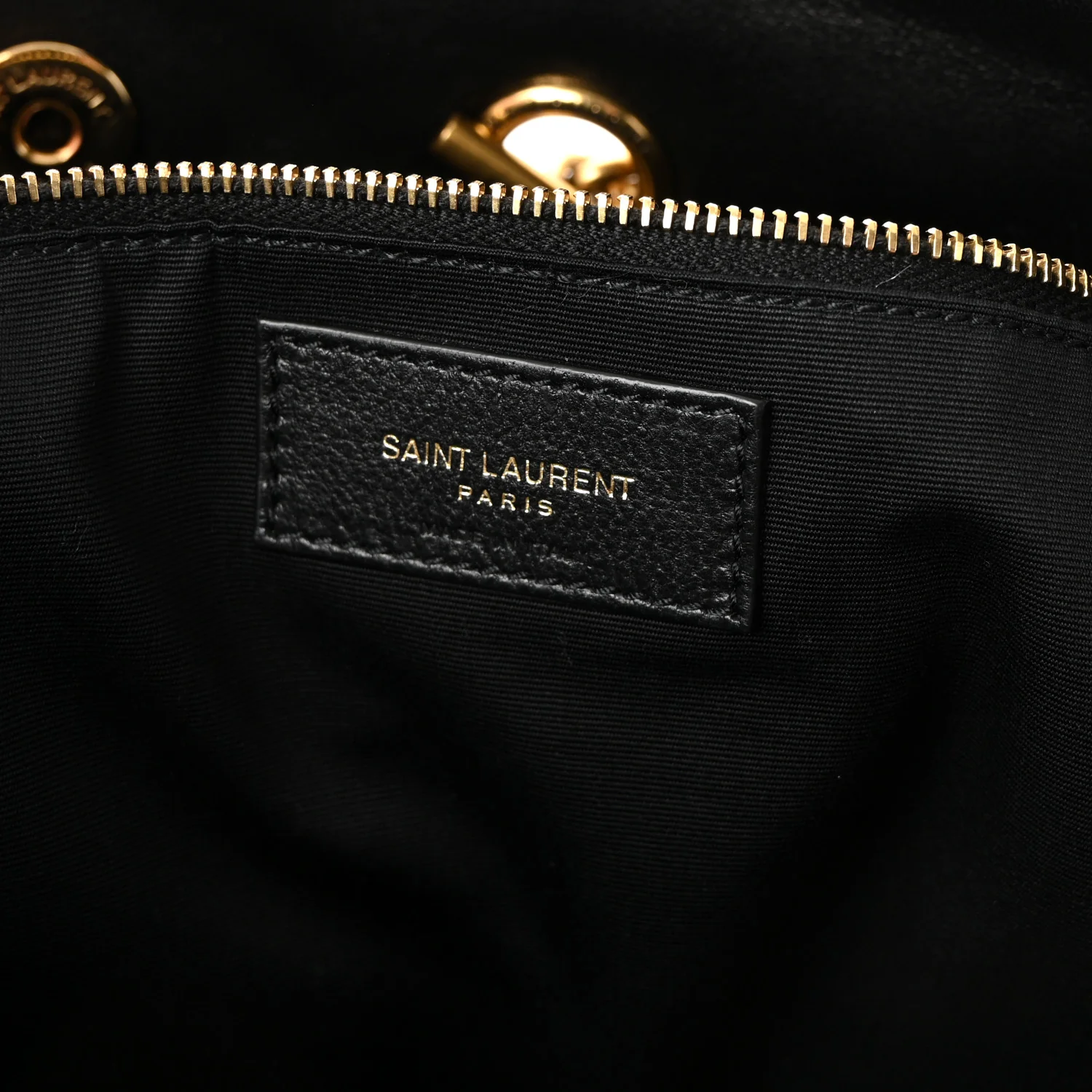 Lambskin Quilted Pochon Drawstring Tote Bag Black - Image 6