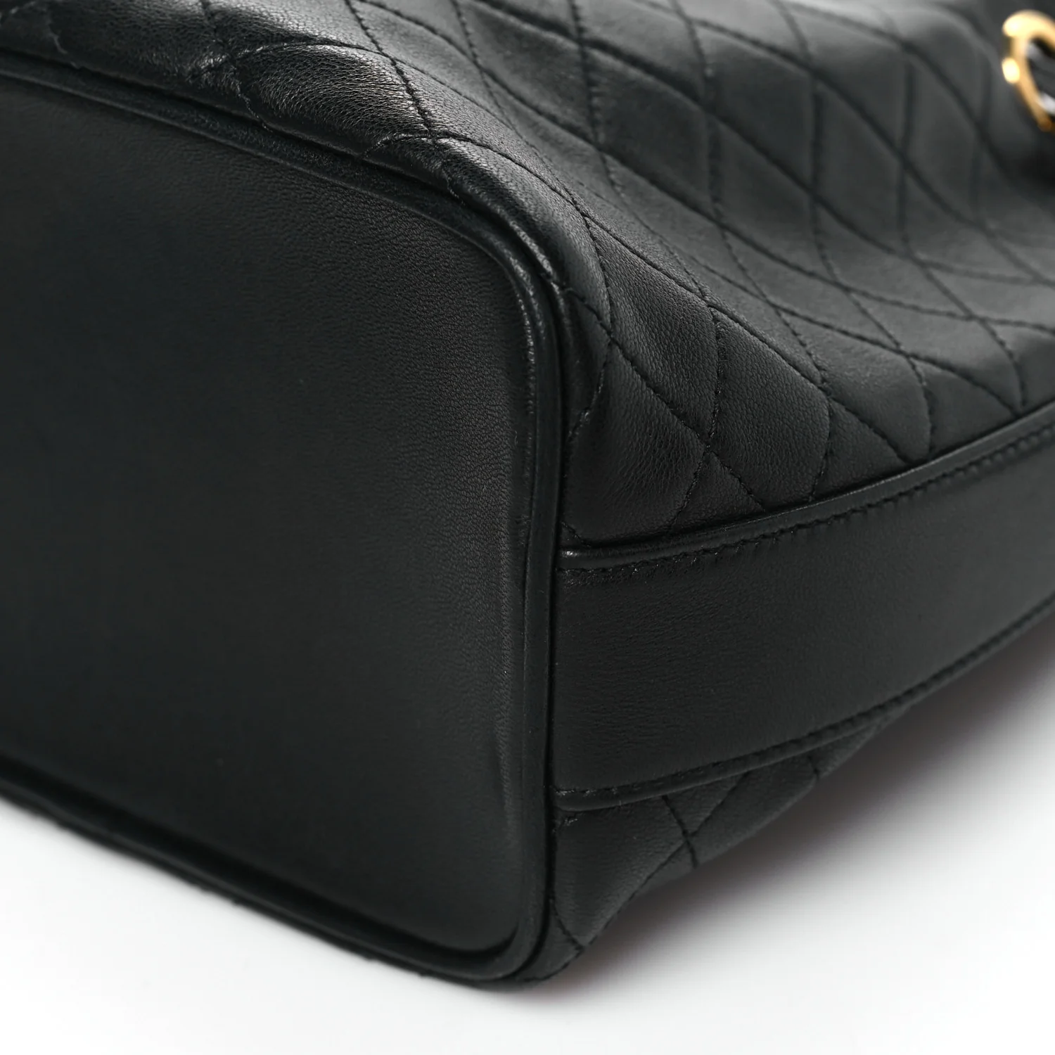 Lambskin Quilted Small Cassandre Bucket Bag Black - Image 10