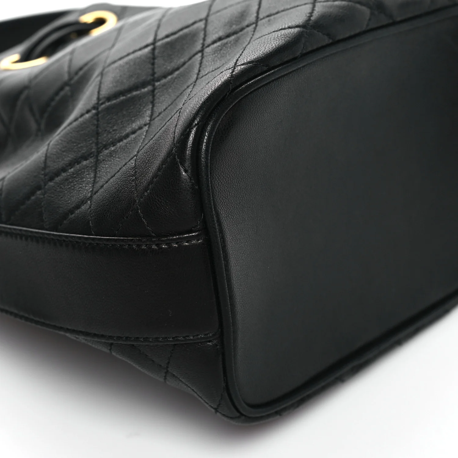 Lambskin Quilted Small Cassandre Bucket Bag Black - Image 9