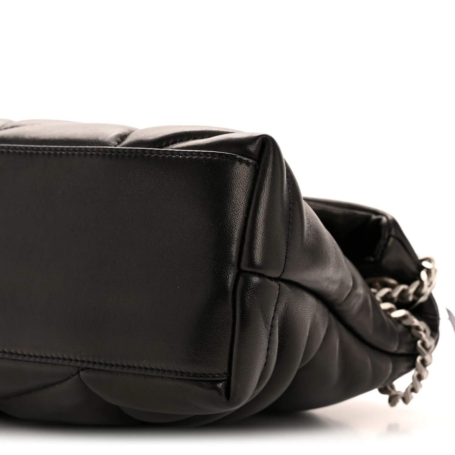 Lambskin Quilted Small Loulou Puffer Monogram Chain Satchel Black - Image 10
