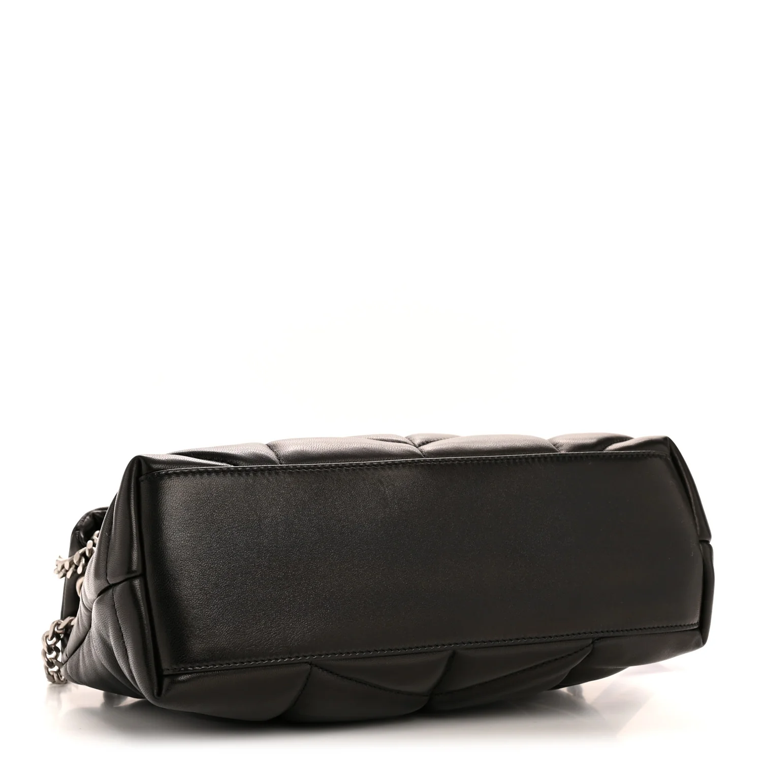 Lambskin Quilted Small Loulou Puffer Monogram Chain Satchel Black - Image 4