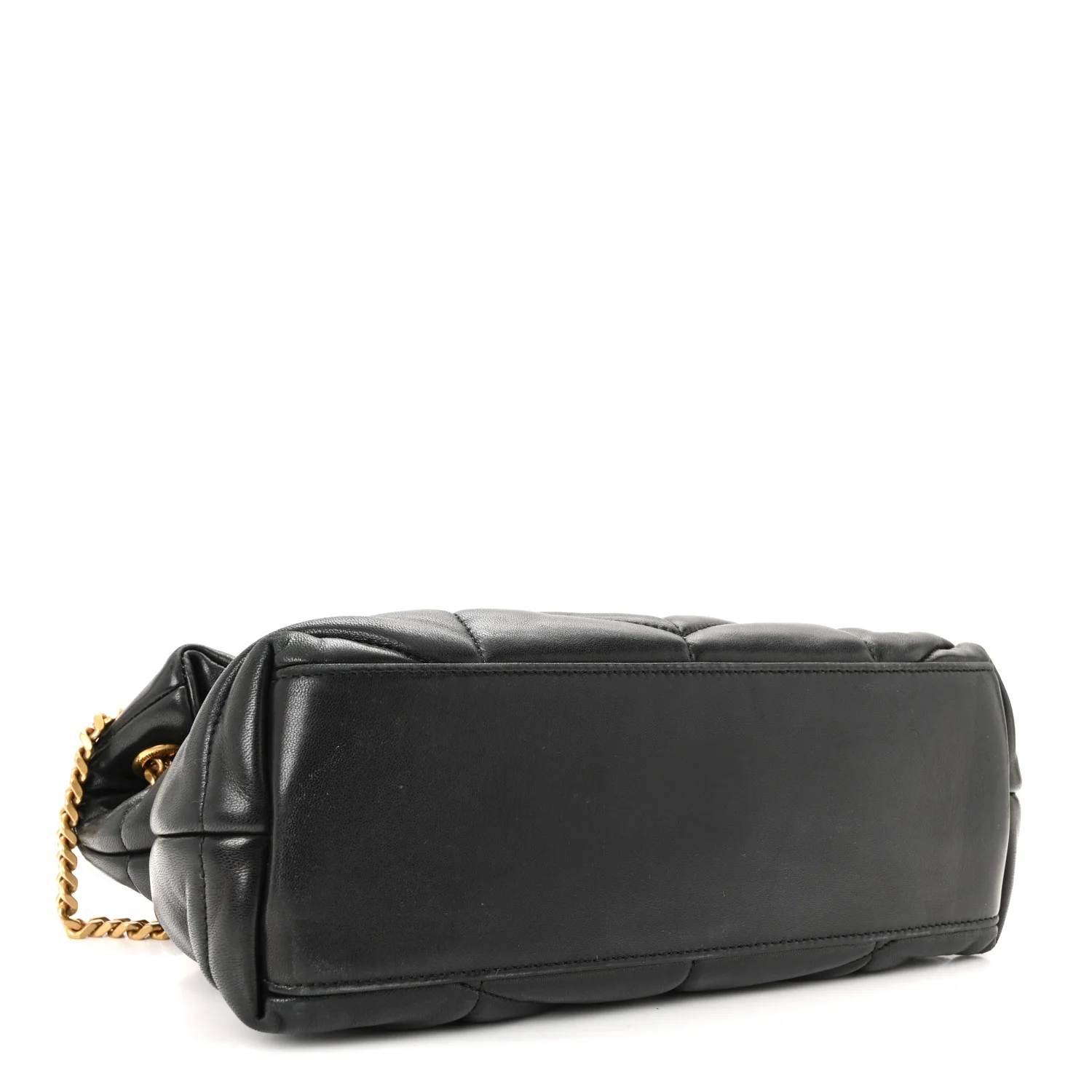 Lambskin Quilted Small Loulou Puffer Monogram Chain Satchel Black - Image 7