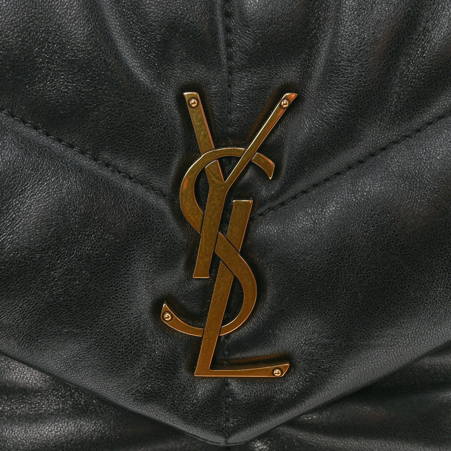 Lambskin Quilted Small Loulou Puffer Monogram Chain Satchel Black - Image 11