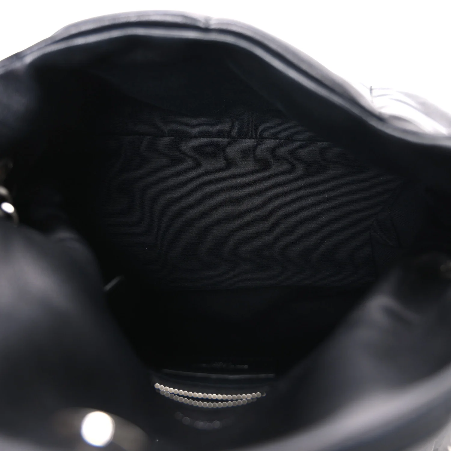 Lambskin Quilted Small Loulou Puffer Monogram Chain Satchel Black - Image 5