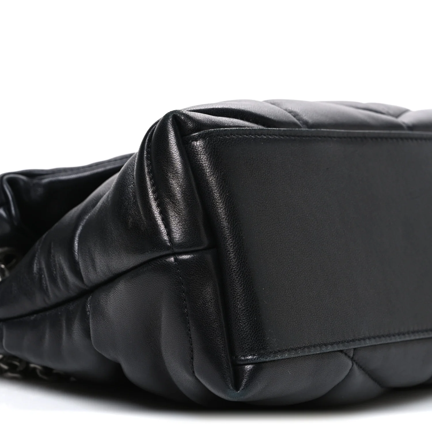 Lambskin Quilted Small Loulou Puffer Monogram Chain Satchel Black - Image 9