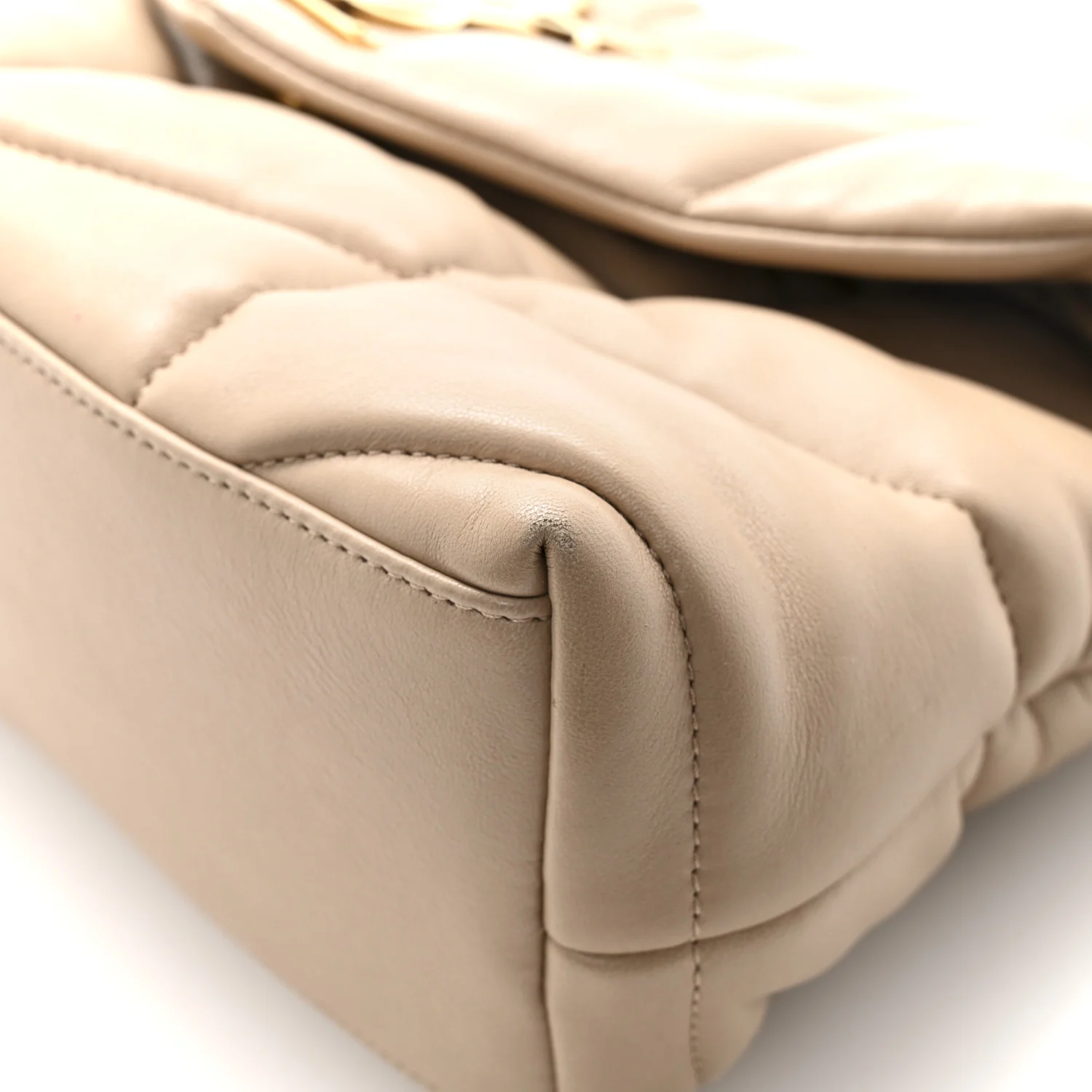 Lambskin Quilted Small Loulou Puffer Monogram Chain Satchel Dark Beige - Image 11