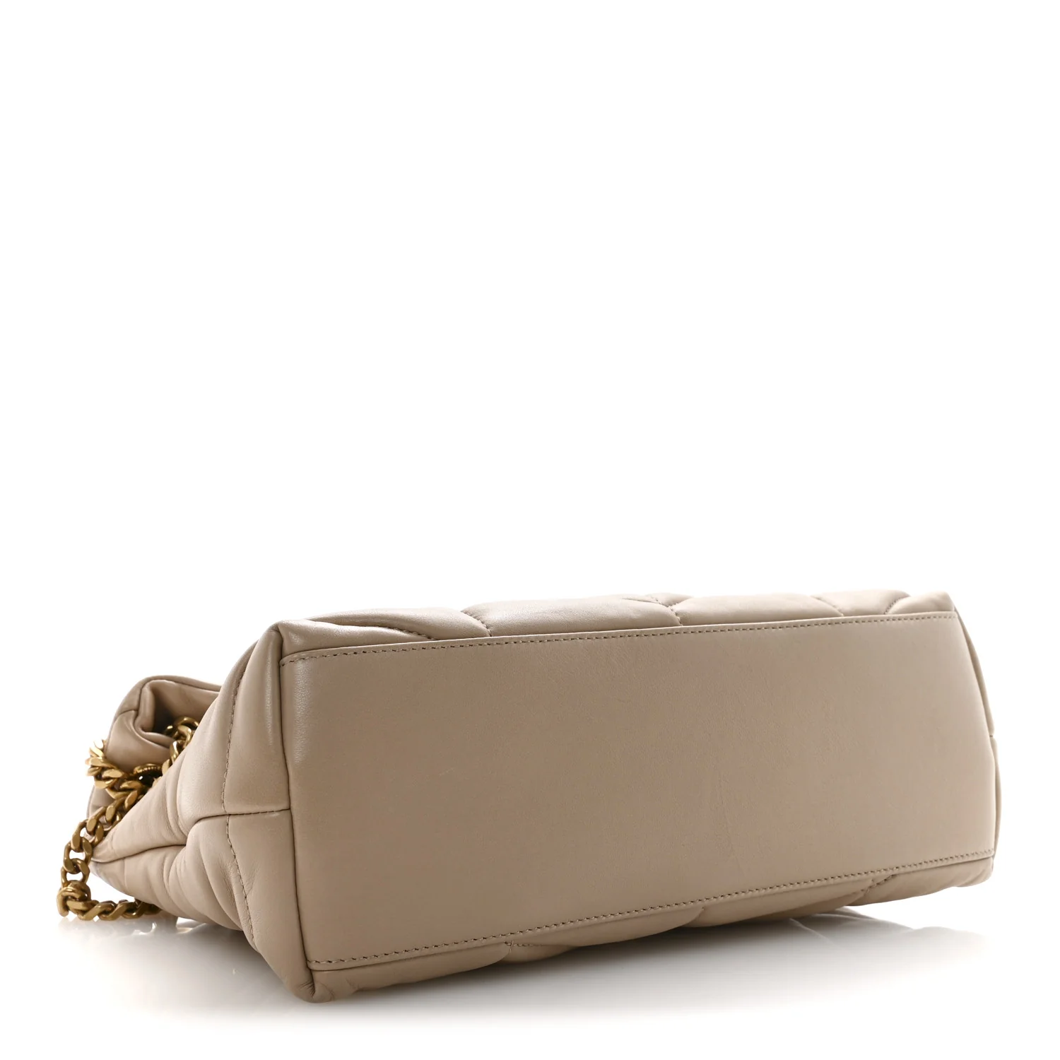 Lambskin Quilted Small Loulou Puffer Monogram Chain Satchel Dark Beige - Image 4