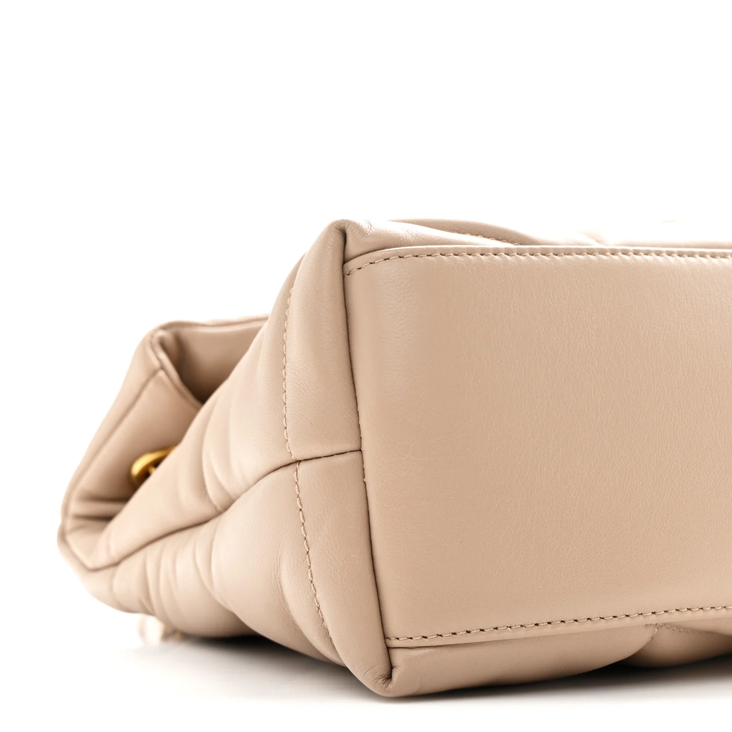 Lambskin Quilted Small Loulou Puffer Monogram Chain Satchel Dark Beige - Image 17