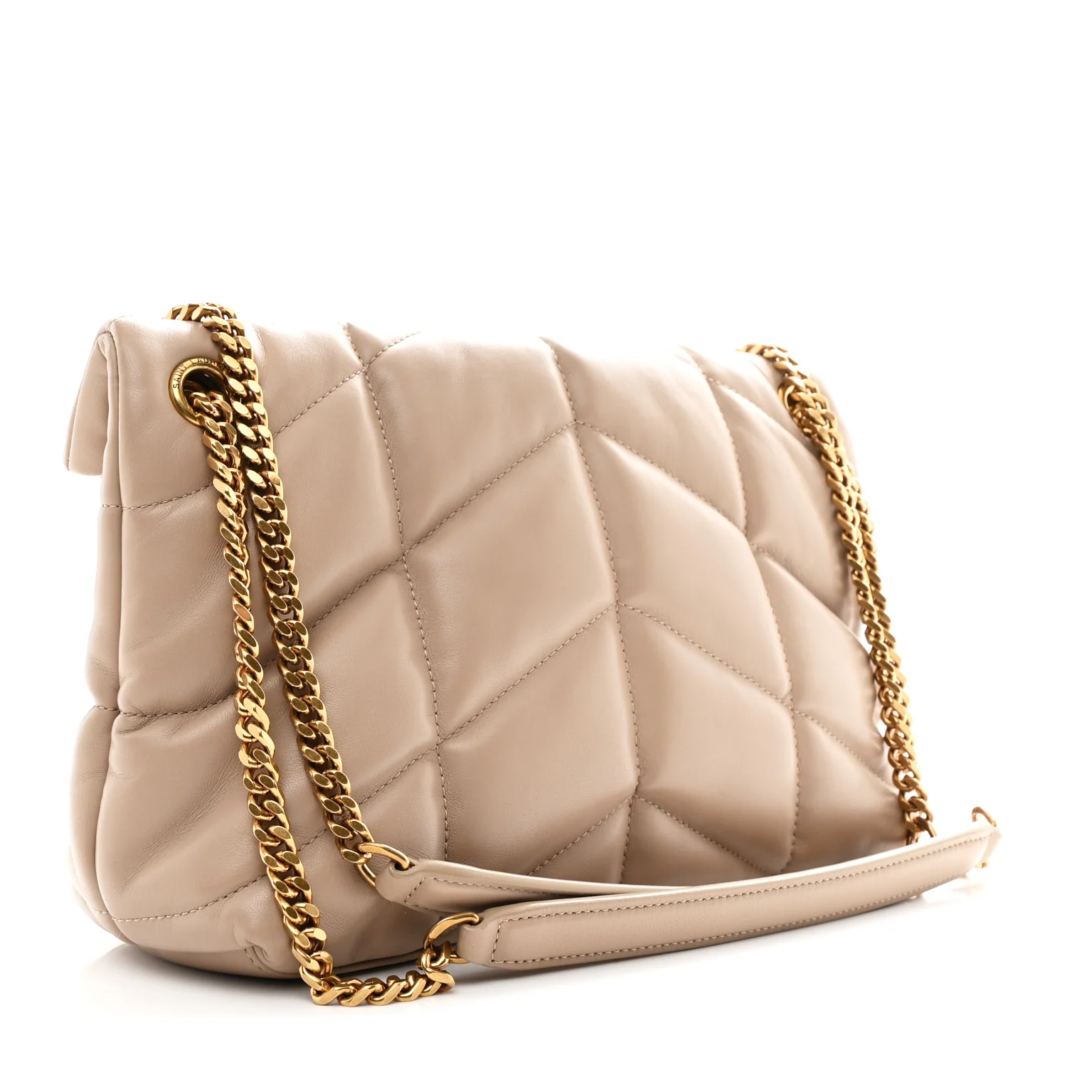 Lambskin Quilted Small Loulou Puffer Monogram Chain Satchel Dark Beige - Image 4