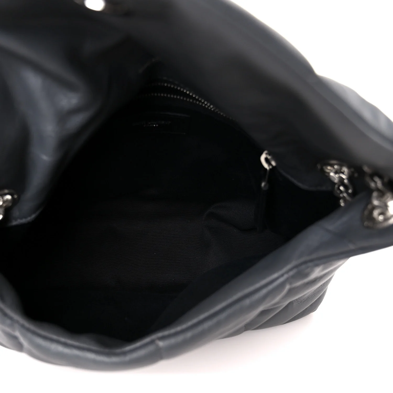 Lambskin Quilted Small Loulou Puffer Monogram Chain Satchel Storm - Image 5
