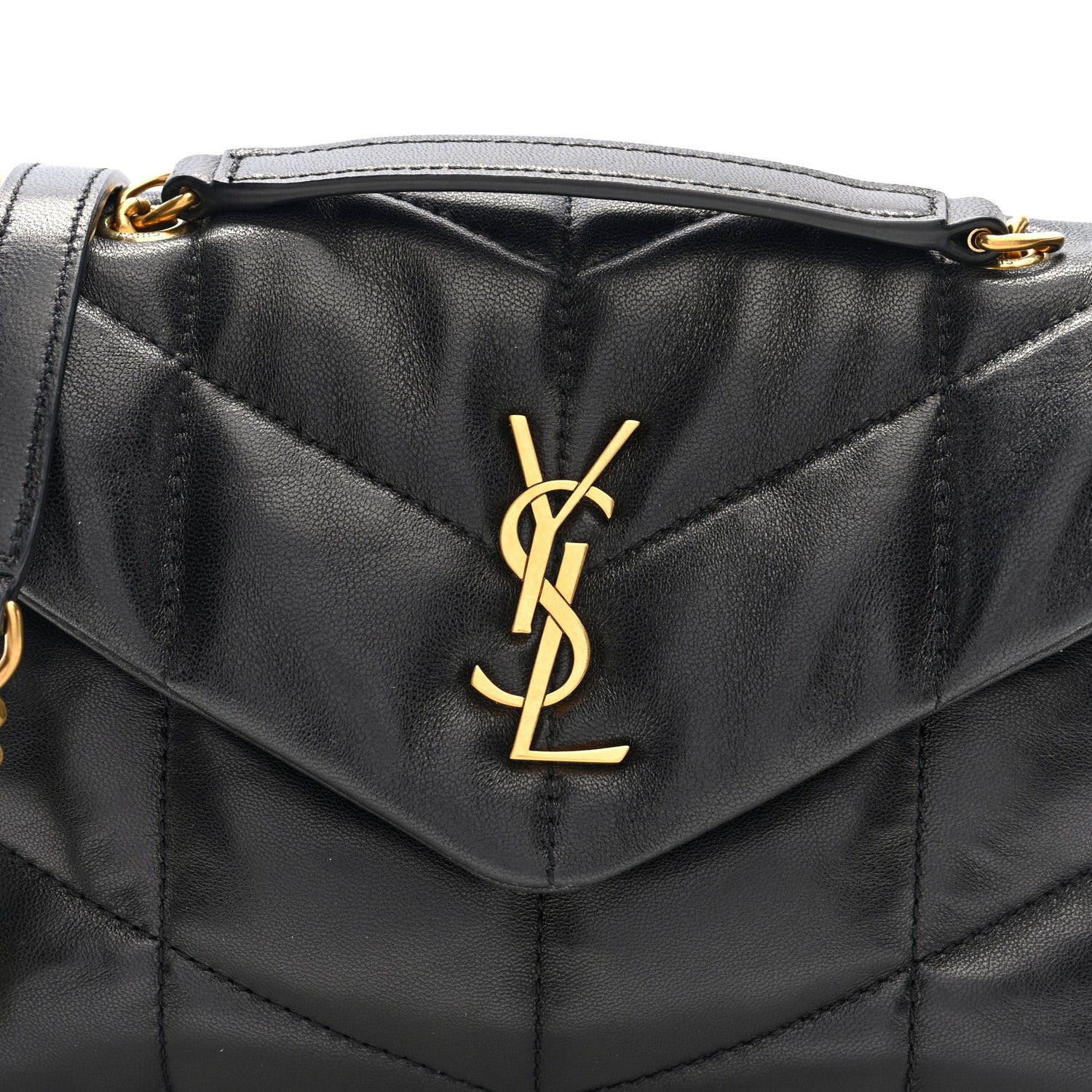 Lambskin Quilted Toy Loulou Puffer Monogram Chain Satchel Black - Image 7