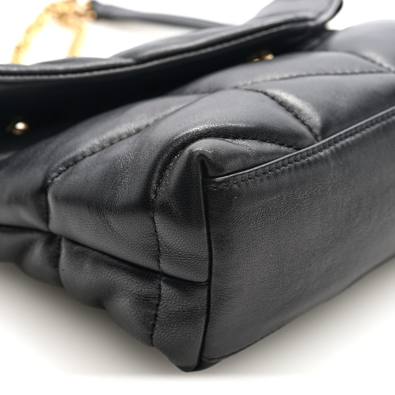 Lambskin Quilted Toy Loulou Puffer Monogram Chain Satchel Black - Image 8
