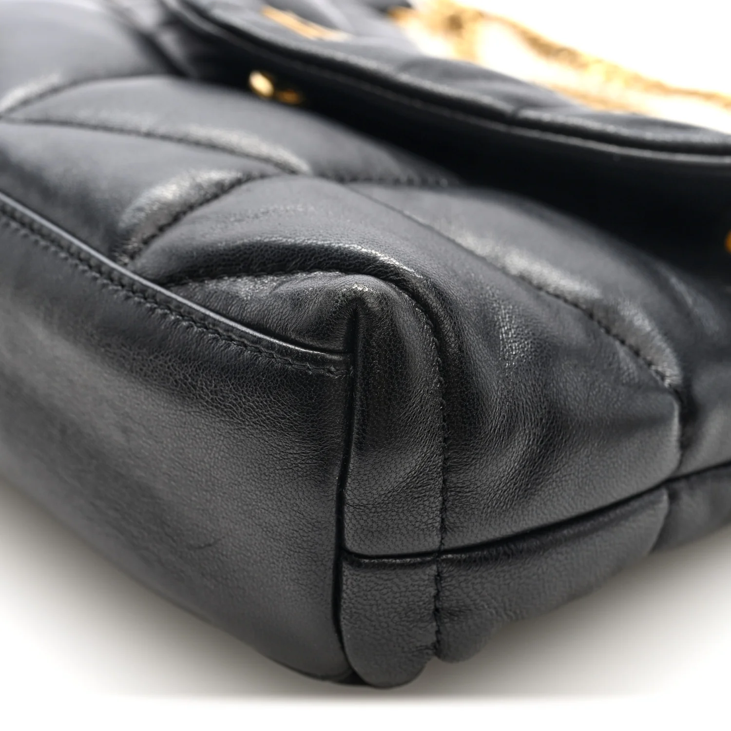 Lambskin Quilted Toy Loulou Puffer Monogram Chain Satchel Black - Image 9
