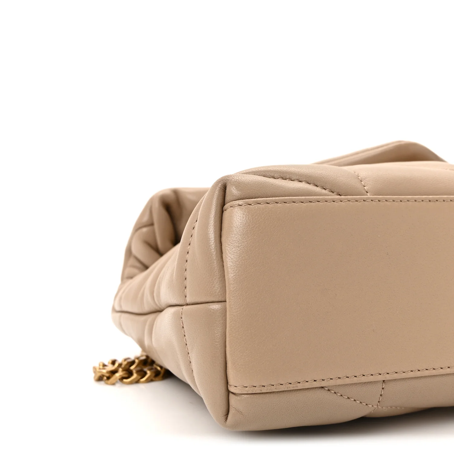 Lambskin Quilted Toy Loulou Puffer Monogram Chain Satchel Dark Beige - Image 8
