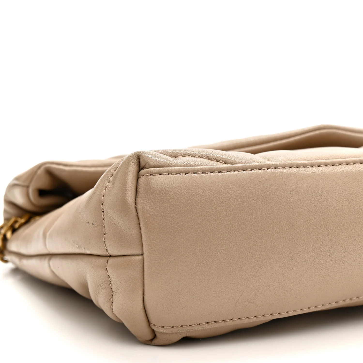 Lambskin Quilted Toy Loulou Puffer Monogram Chain Satchel Dark Beige - Image 10