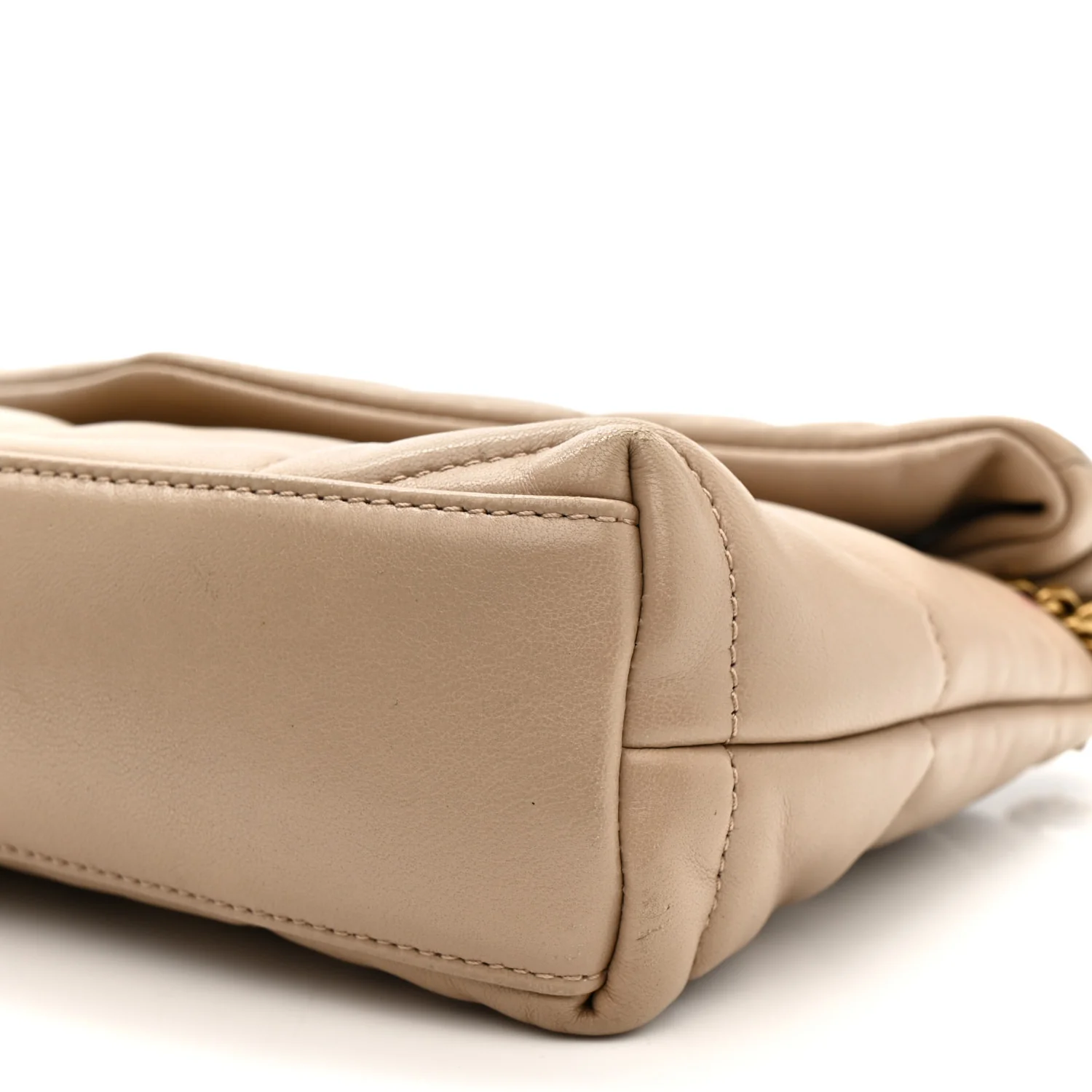 Lambskin Quilted Toy Loulou Puffer Monogram Chain Satchel Dark Beige - Image 11