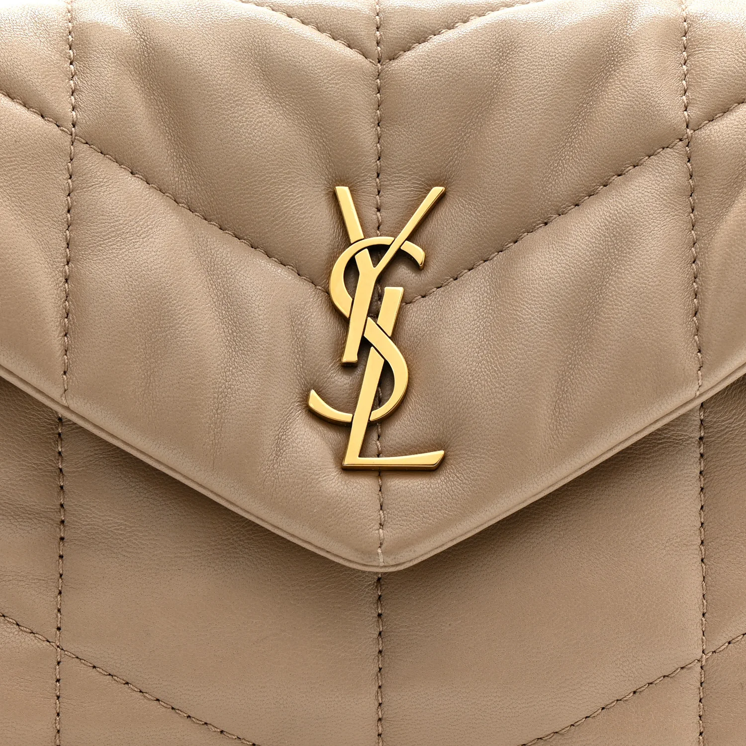 Lambskin Quilted Toy Loulou Puffer Monogram Chain Satchel Dark Beige - Image 9